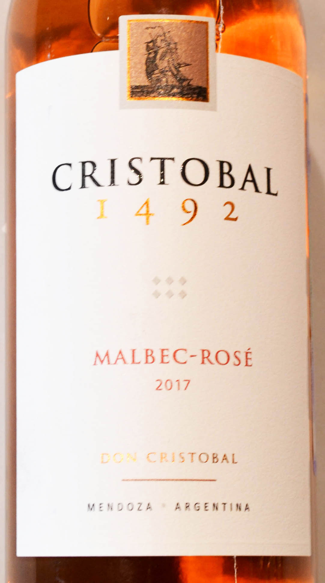 Этикетка Кристобаль 1492 Мальбек-Розе 2018 розовое сухое 0,75л