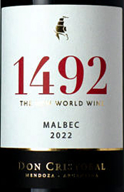 Этикетка Вино сортовое ординарное 1492 Мальбек Дон Кристобаль 2022г  красное сухое  креп 14%, емк 0,75л