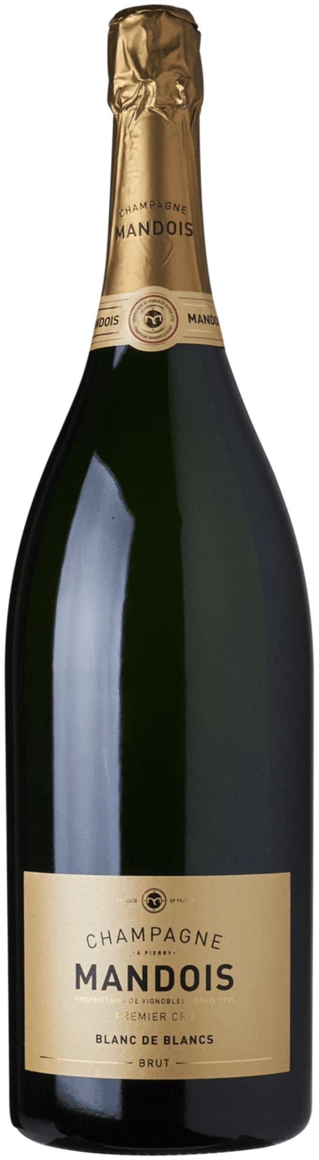 Шампанское Мандуа Блан де Блан 2011, белое брют, 1.5 л