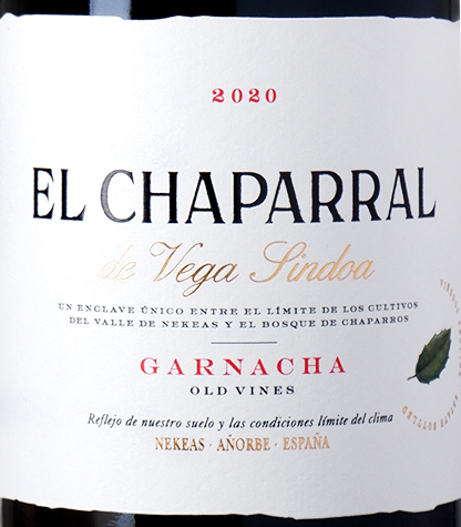 Этикетка Вино выдержанное сортовое Некеас Эль Чапаррал Де Вега Синдоа 2020г  красное сухое  креп 15%, емк 0.75л