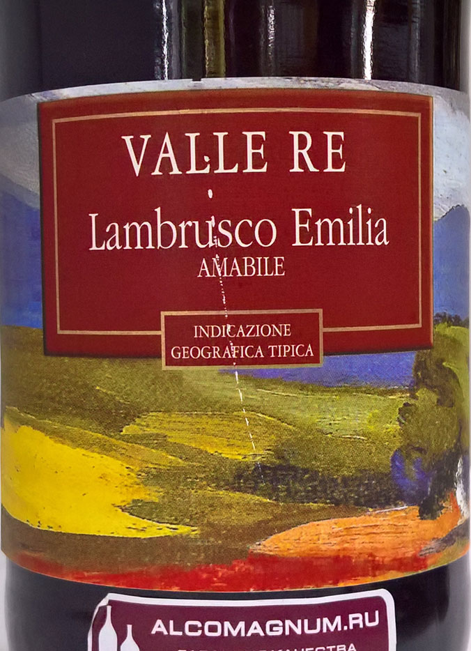 Этикетка Игристое вино Вале Ре Ламбруско Дель'Эмилия, красное сладкое,  0.75 л