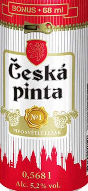 Этикетка Пиво светлое Ческа пинта №1 пиво светли лежак фильтрованное пастеризованное креп 5,2%, емк 0,568л ж/б